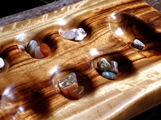 Polished Rich Wood Grain Mancala Board